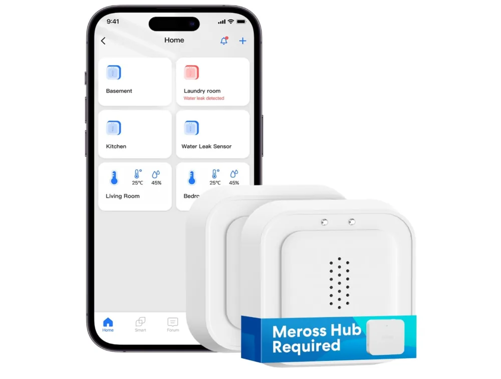 Capteurs de fuite Meross connectés avec notification smartphone