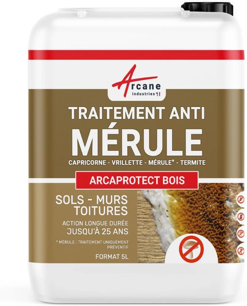 Traitement anti-mérule Arcane ArcaProtect Bois pour sols murs et toitures
