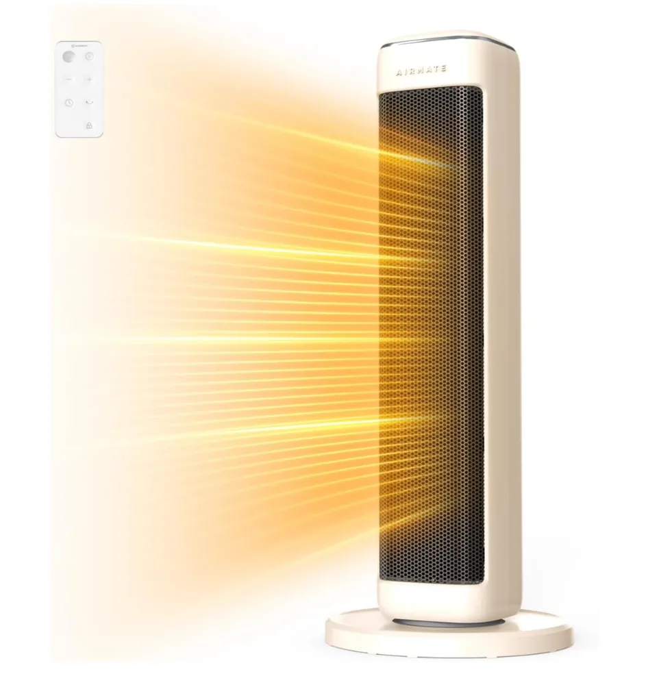 Radiateur soufflant céramique AIRMATE colonne avec télécommande et oscillation