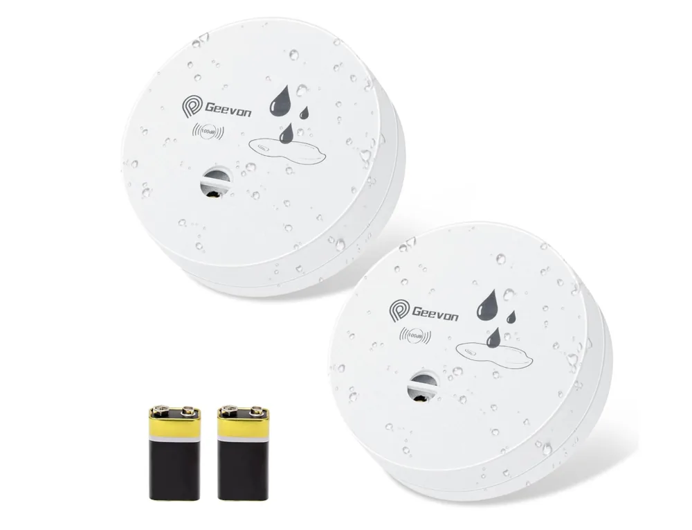 Lot de 2 détecteurs de fuite d'eau Geevon alarme sonore 100 dB avec piles