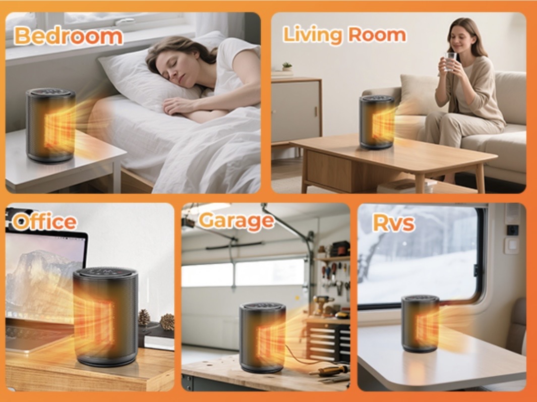 Chauffage d'appoint compact utilisé contre la condensation en cave, chambre, bureau et camping-car