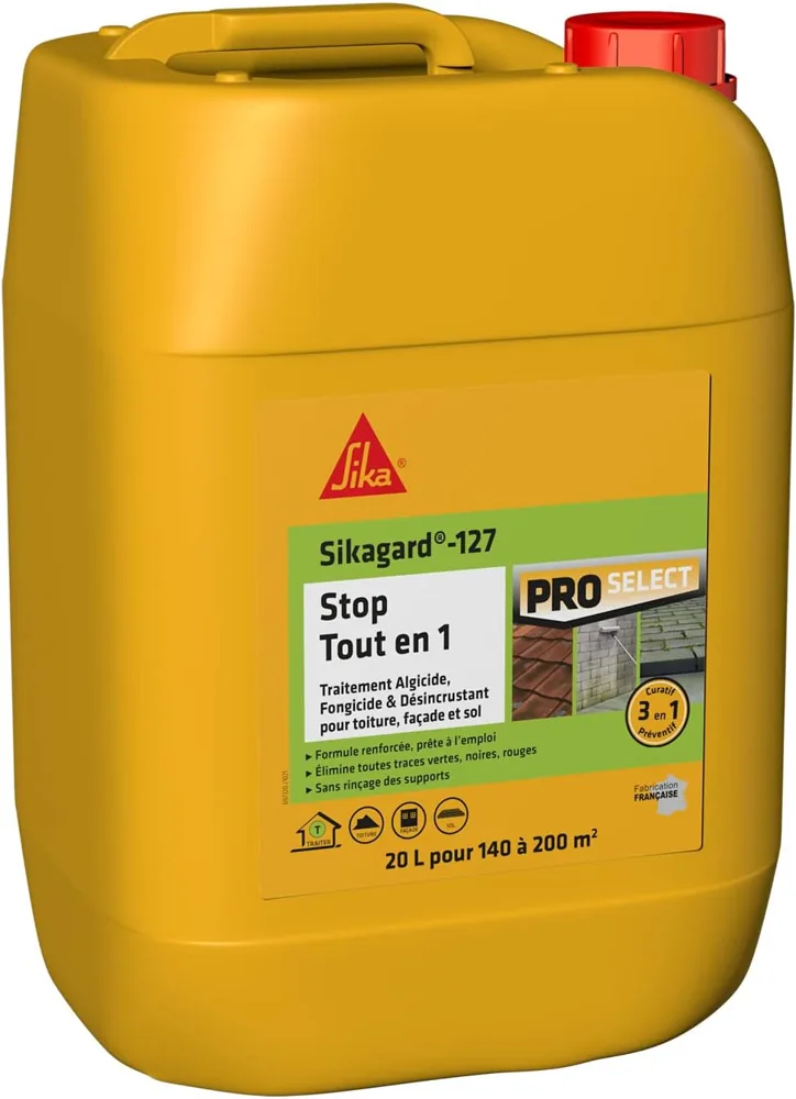 Traitement Sika Sikagard-127 algicide fongicide désincrustant toiture façade et sol