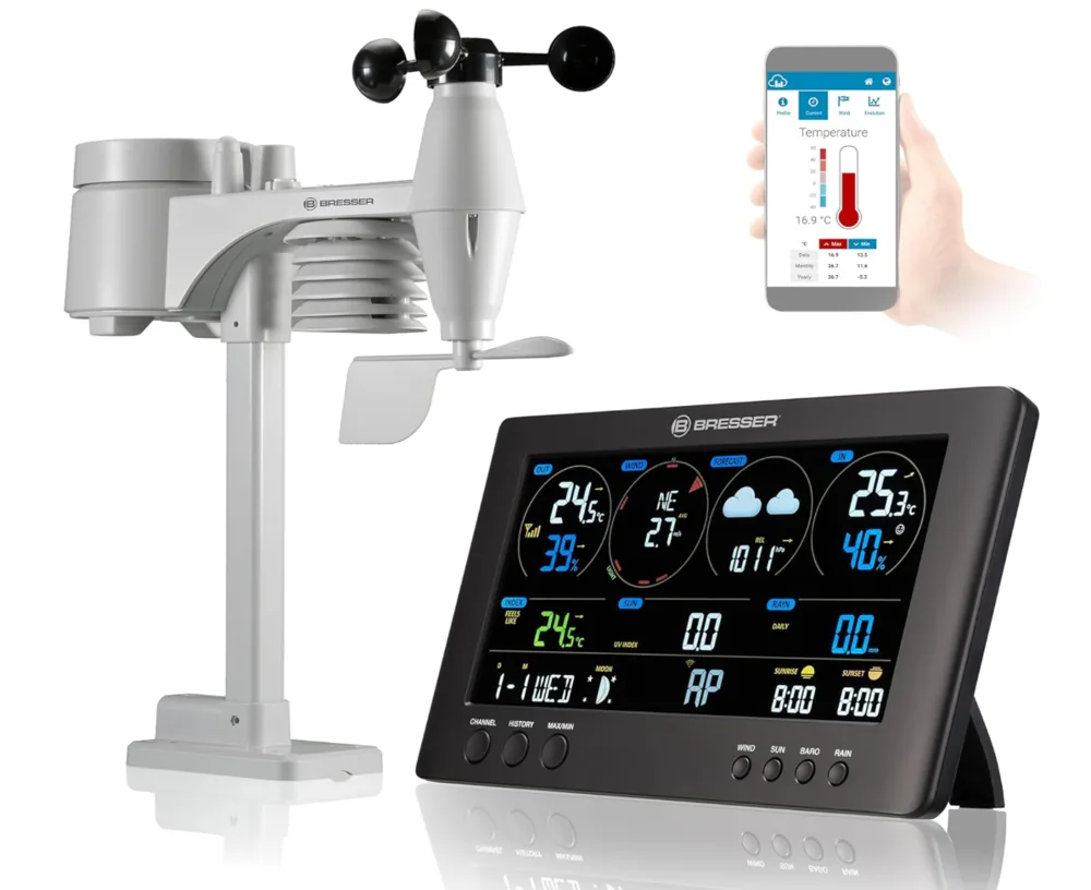 Station météo Bresser ClearView Wi-Fi avec anémomètre pluviomètre et app